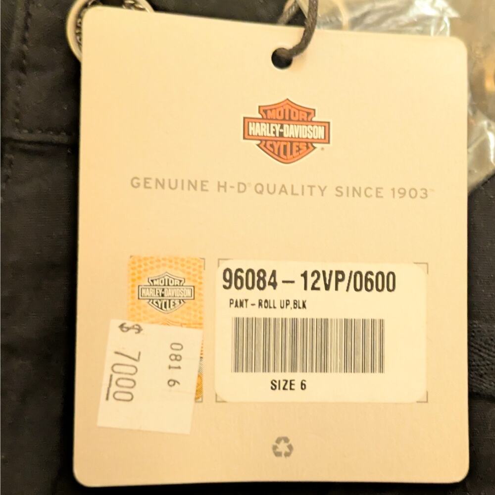 Harley-Davidson Pants Womens 6 Black Roll Up Relaxed Fit Motor Biker New - Picture 7 of 12